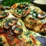 Cheesy Garlic Butter Mushroom Stuffed Chicken