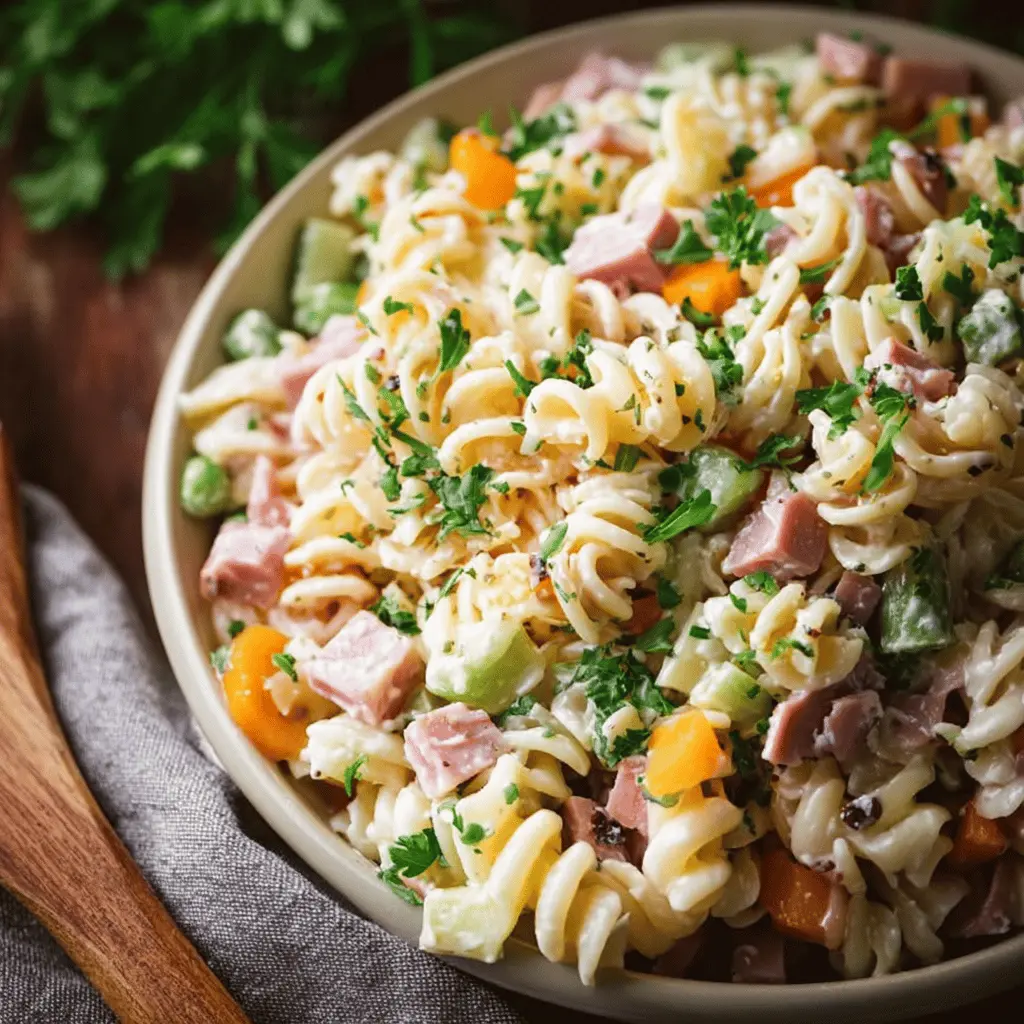 Ham Pasta Salad with Chicken Ham and Turkey Bacon: A Delightful Twist