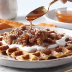 Pumpkin Waffles with Cinnamon Roll Streusel