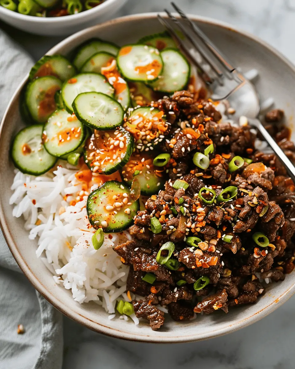 Gochujang Beef Bowls: Easy Flavor Explosion with Spicy Cucumber Salad