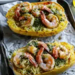 Spaghetti Squash With Pesto & Shrimp