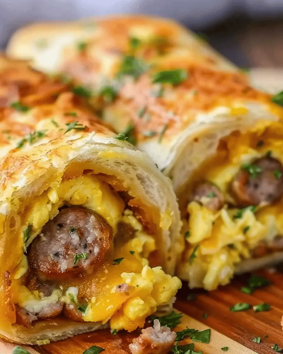 Easy Sausage Egg Cheese Breakfast Roll-Ups with Turkey Bacon Delight