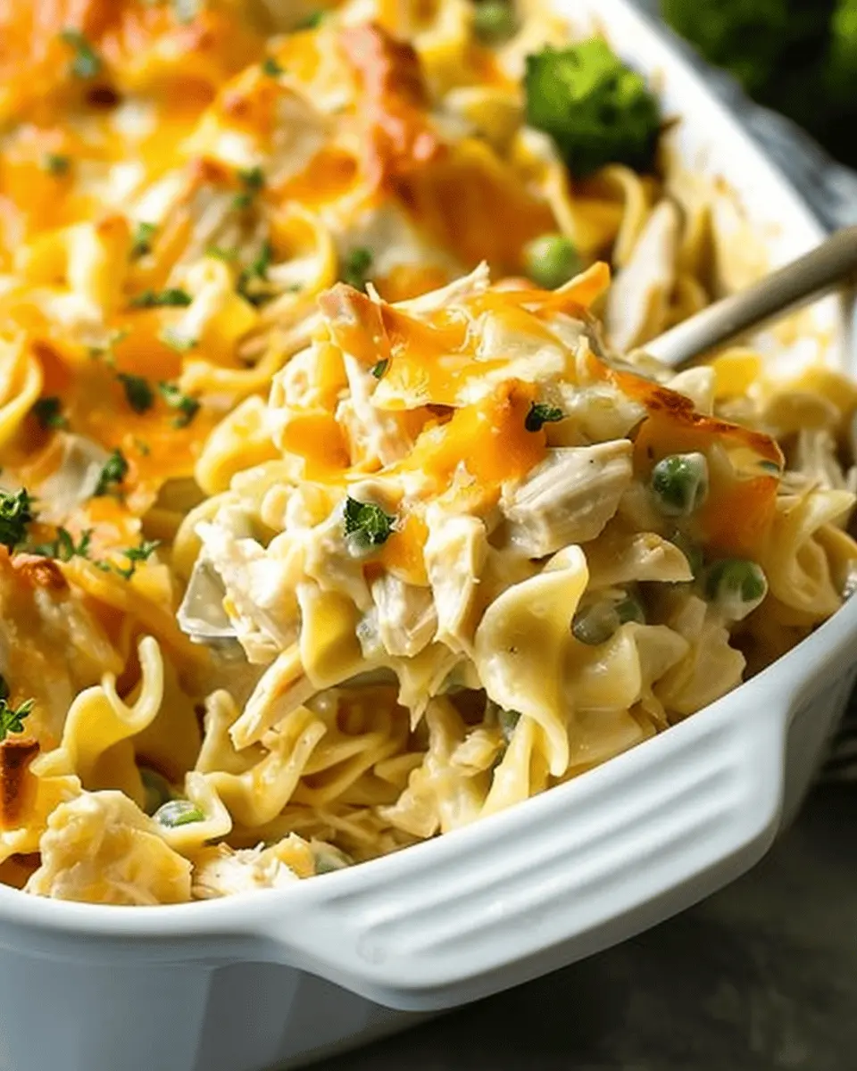 Easy Chicken Noodle Casserole with Turkey Bacon Delight