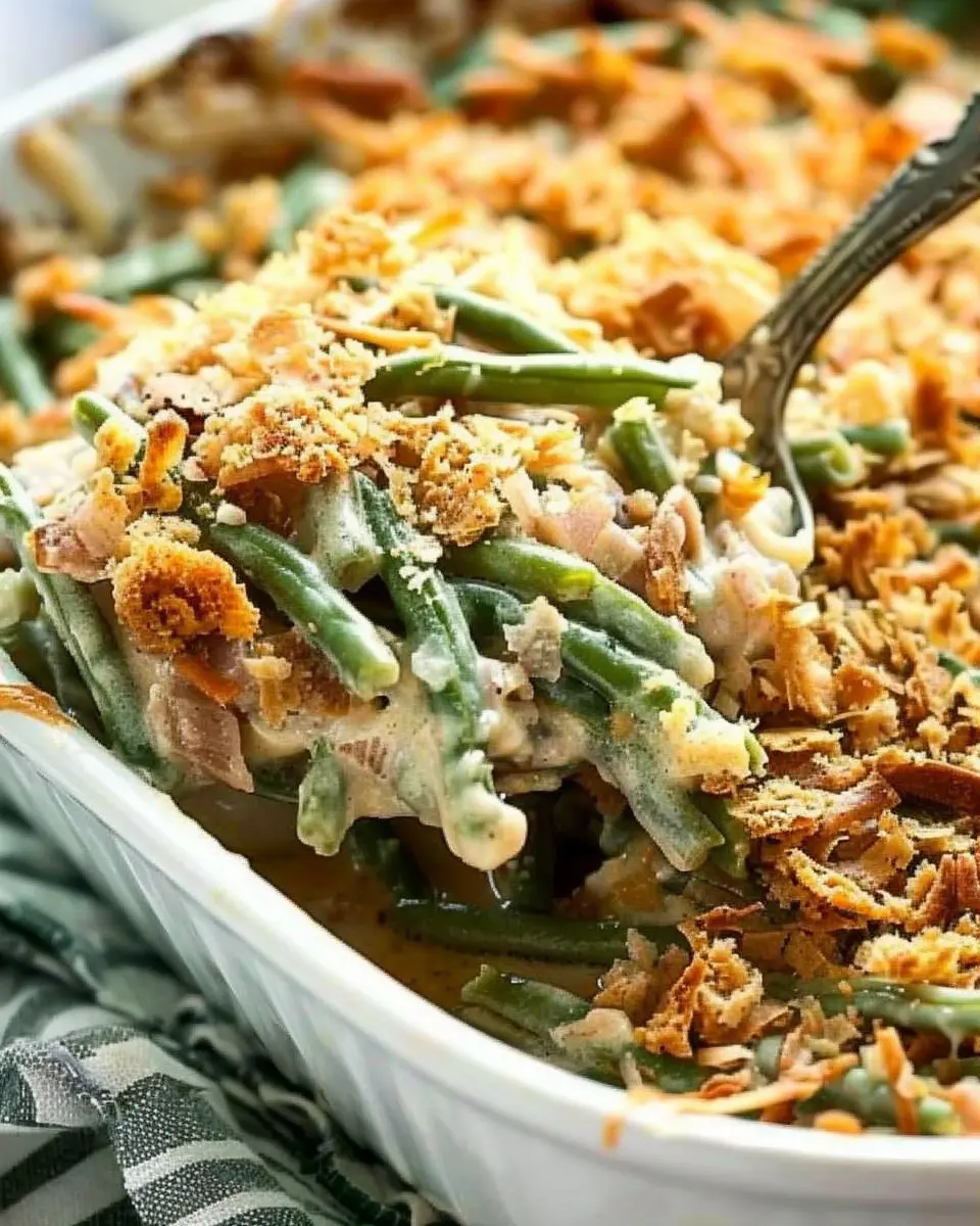 Ultimate Green Bean Casserole with Turkey Bacon and Chicken Ham