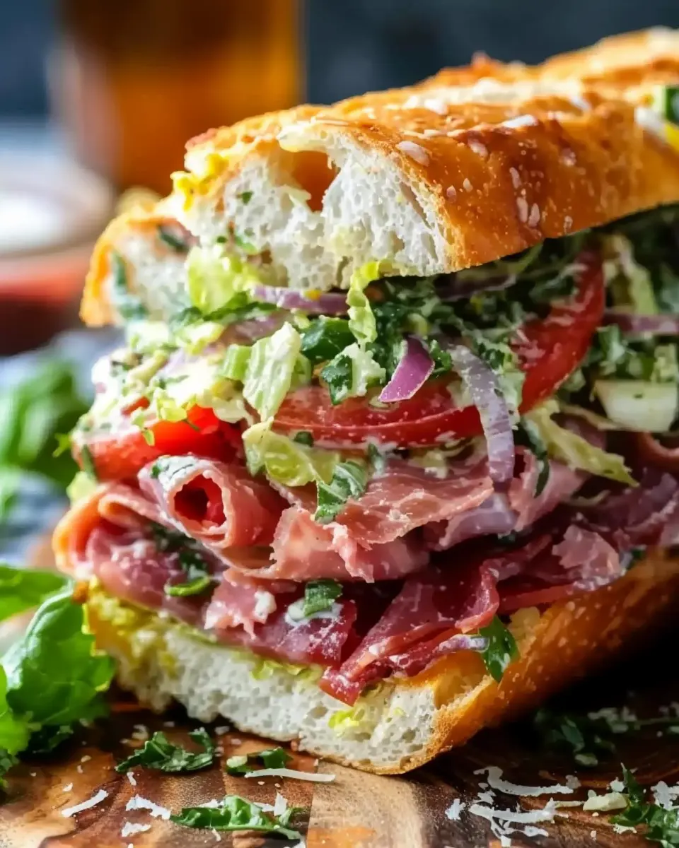 Italian Grinder Salad Sandwich: Easy TikTok Viral Recipe with Turkey Bacon and Chicken Ham