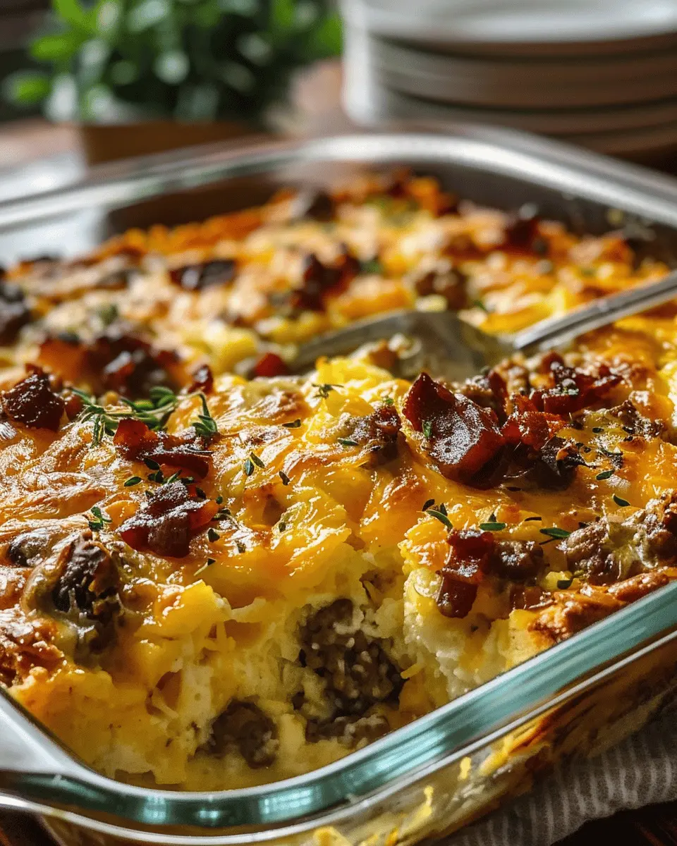 Crack Breakfast Casserole: Indulgent Turkey Bacon and Chicken Ham Delight