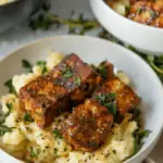 Tofu Steak Bites with Herb Infused Mashed Potatoes