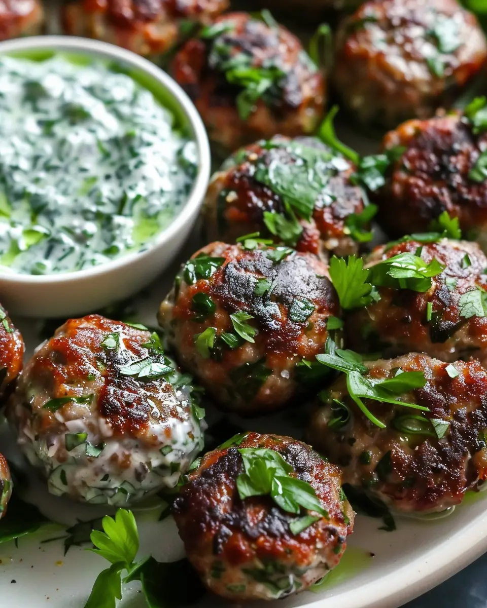 Spicy Lamb Meatballs with Green Goddess Dip: A Flavorful Treat