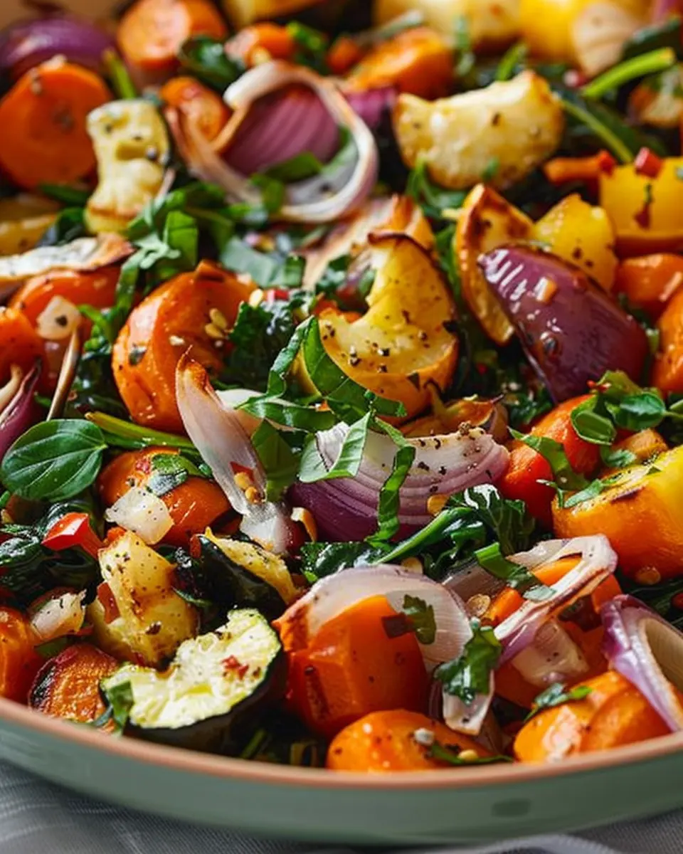Quick and Easy Roasted Veggie Salad with Turkey Bacon Delight