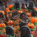 Halloween Graveyard Cake
