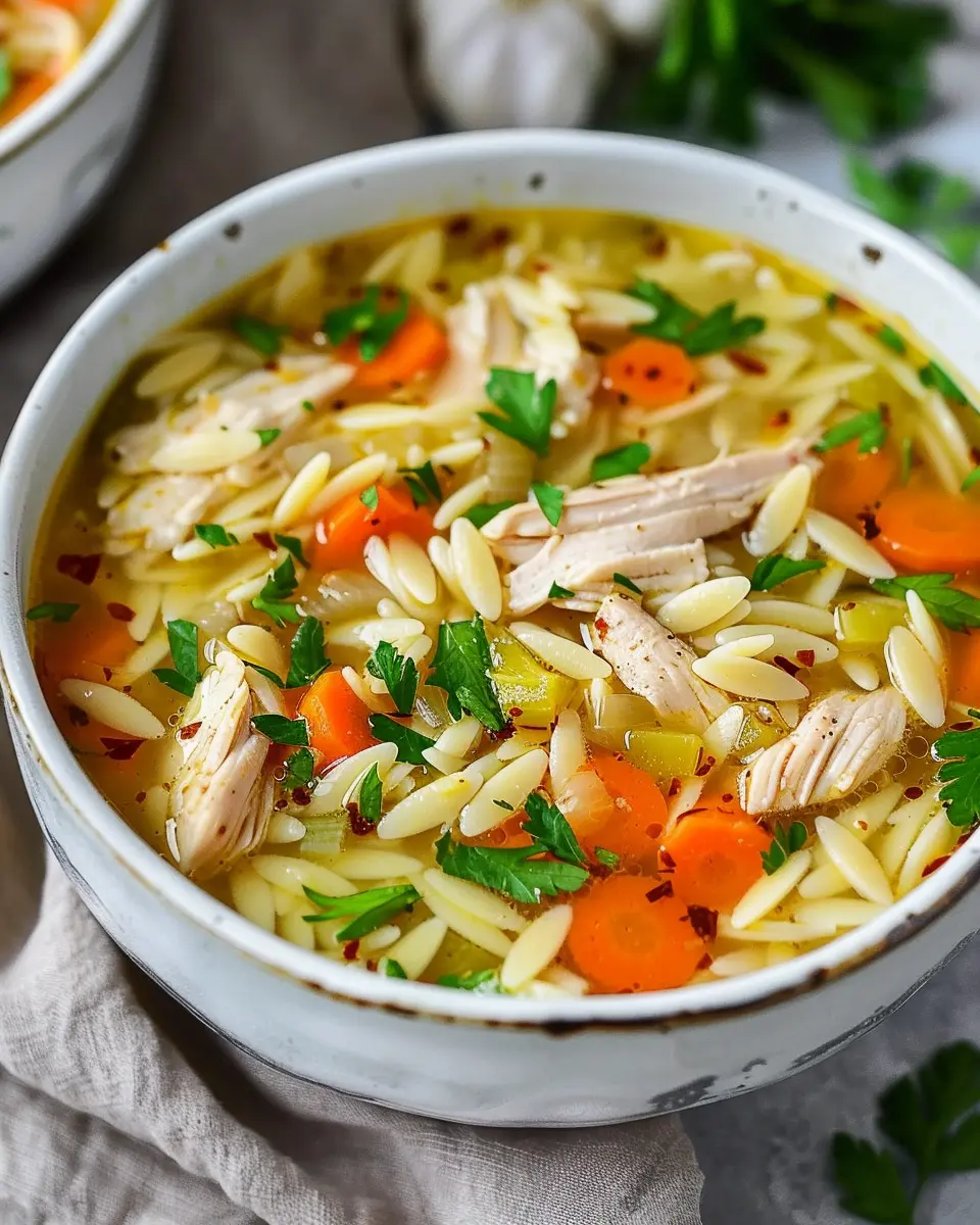 Chicken and Orzo Soup with Garlic and Paprika: Comfort in a Bowl