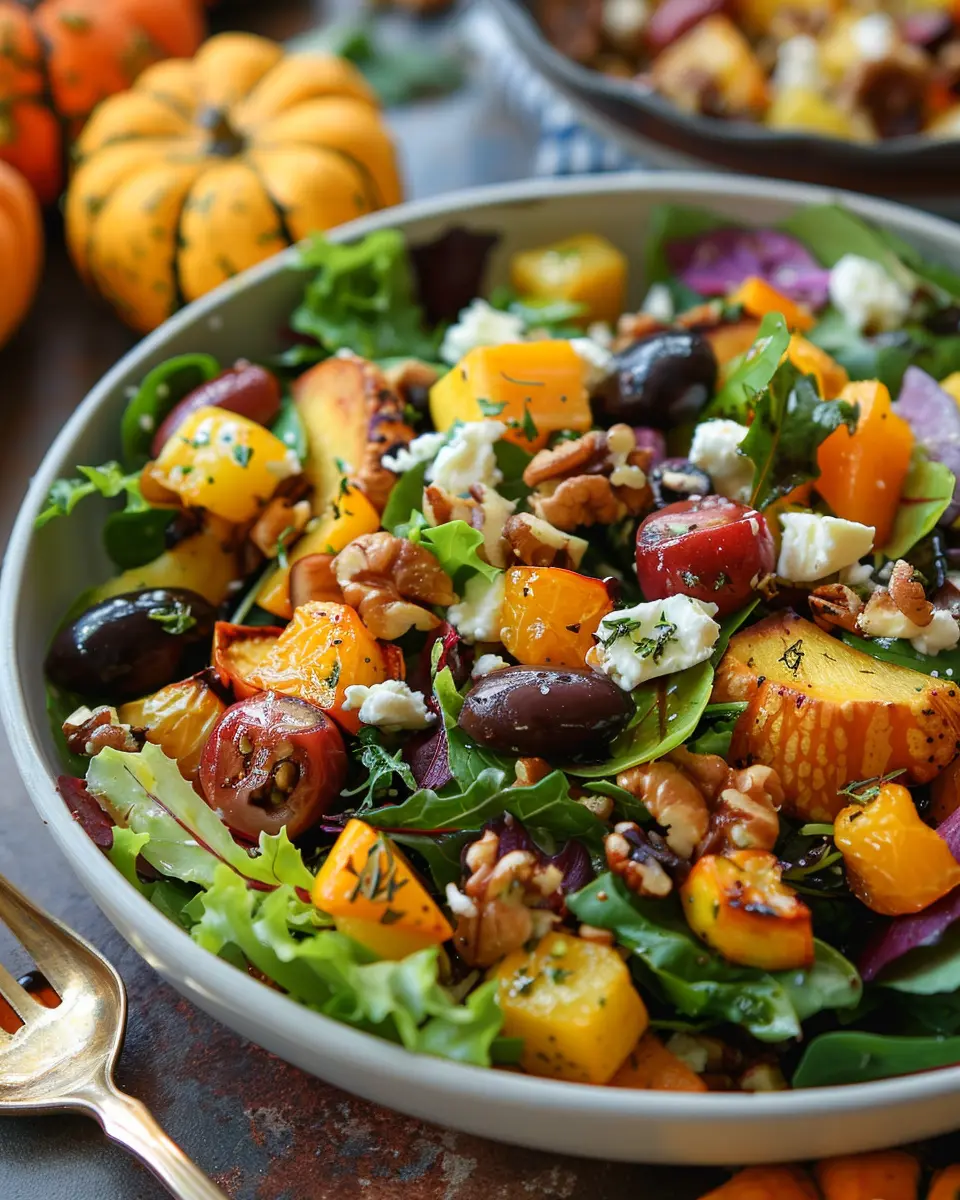 Roasted Fall Harvest Salad with Turkey Bacon and Chicken Ham