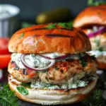 Greek Chicken Burgers with Tzatziki
