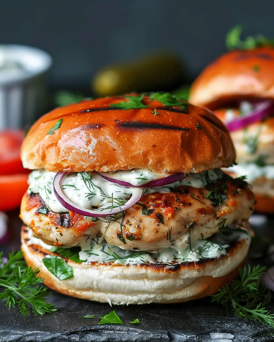 Greek Chicken Burgers with Tzatziki: Juicy and Inspired Homemade Delight