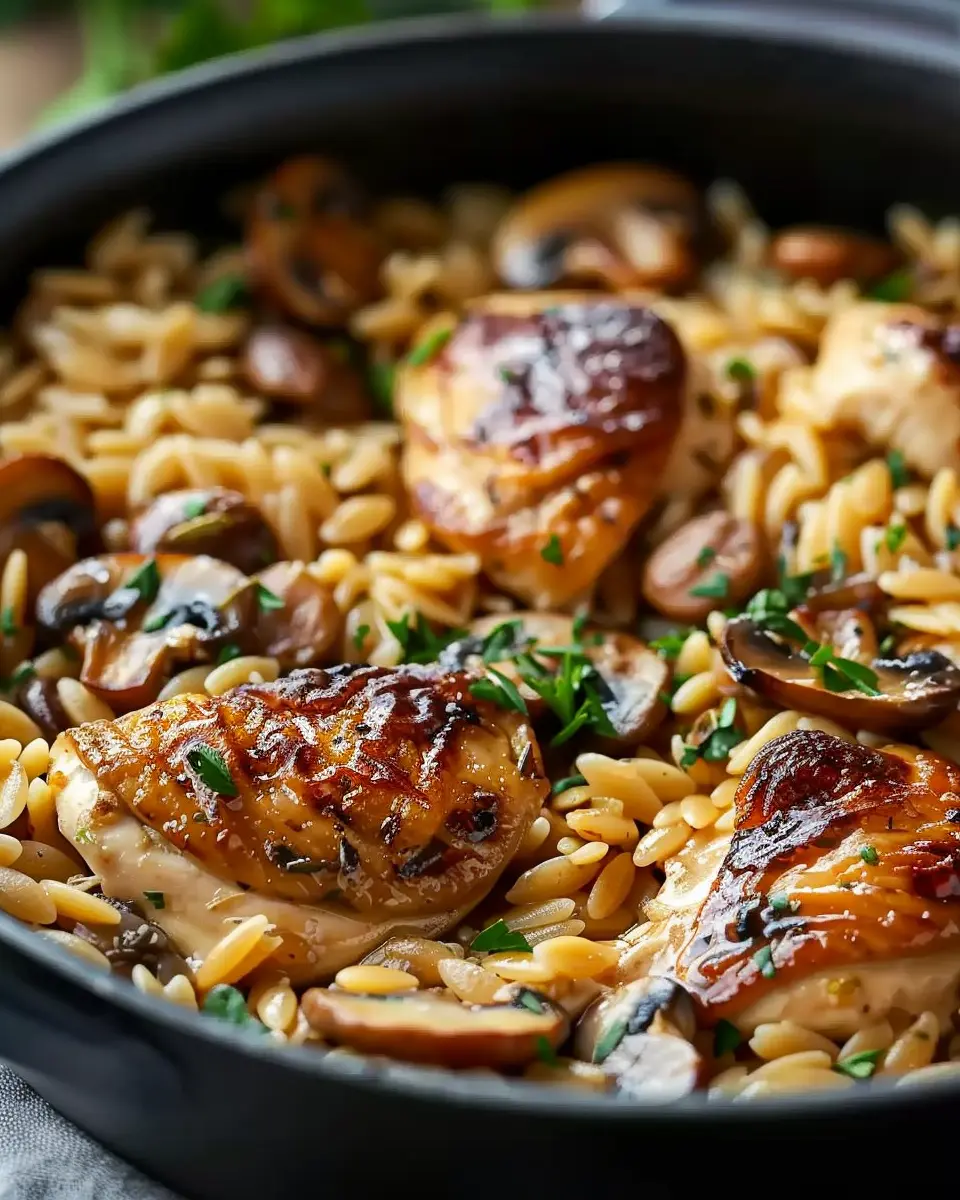 One Pot Chicken and Mushroom Orzo: Easy Comfort Food Delight
