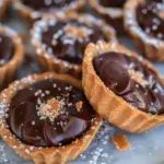 Mini Salted Caramel Chocolate Tarts in Gingerbread Cookie Cups