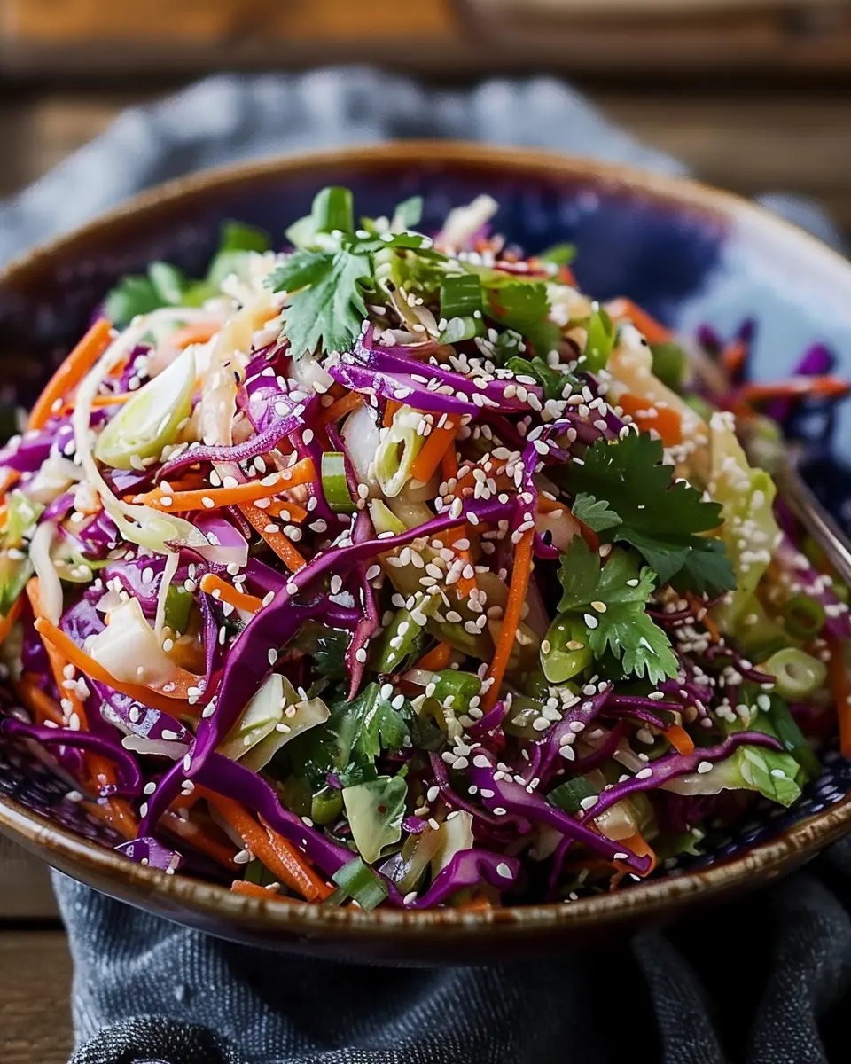 Crunchy Asian Cabbage Slaw: Addictive Sesame Dressing Delight