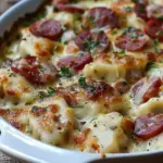 Classic Crockpot Pierogi Casserole with Kielbasa