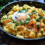 Cheesy Potato Egg Scramble